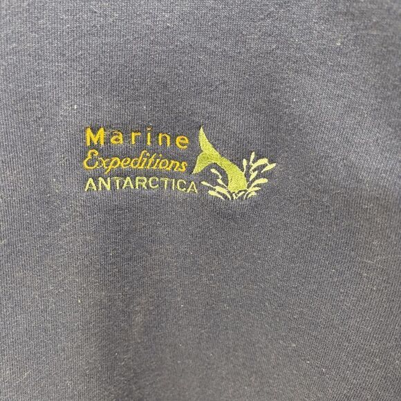Marine Expeditions Antarctica Navy Pullover Patches Worlds End Penguins Mens XL - Picture 4 of 8